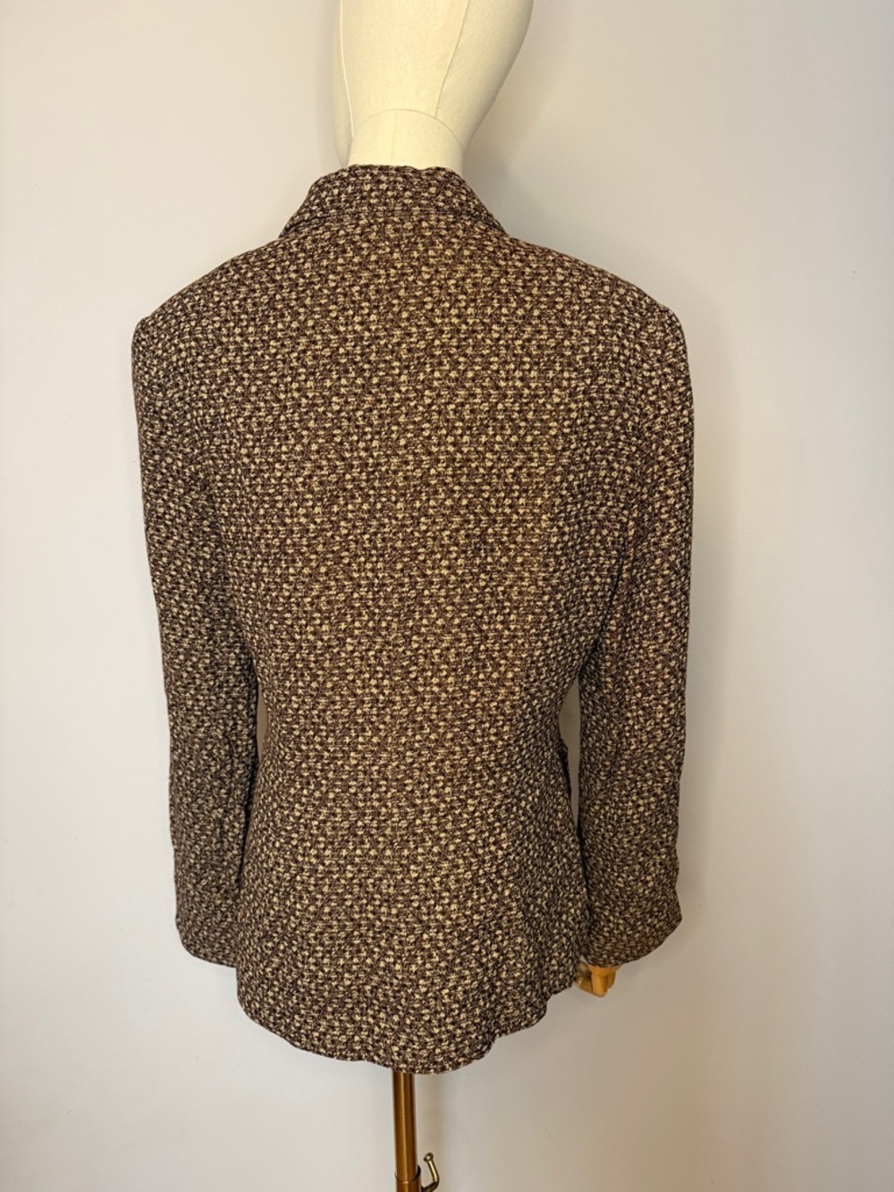 Vintage 90s Tweed Blazer Jacket – Marled Brown Career Style - Picture 5 of 8